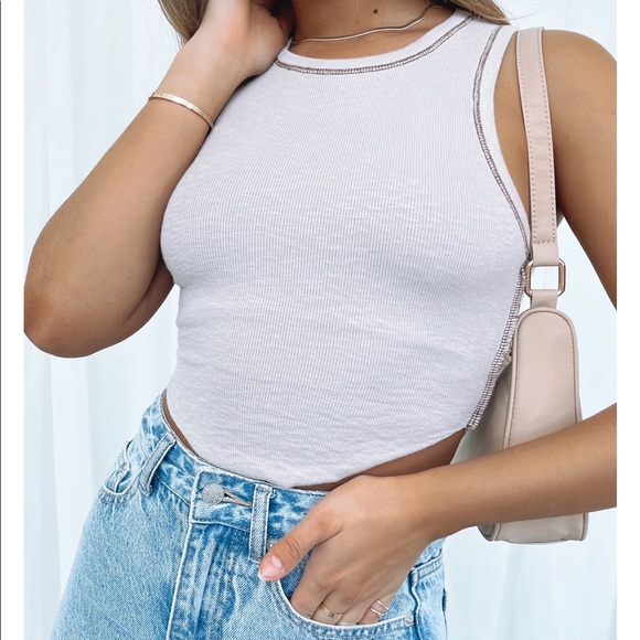 White Fox The Little Things Crop Top Bone Chocolate - Picture 4 of 5